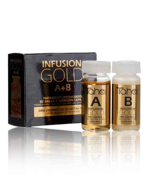 Tahe Infusión gold, tratamiento capilar para cabellos teñidos y dañados de 10 ml.