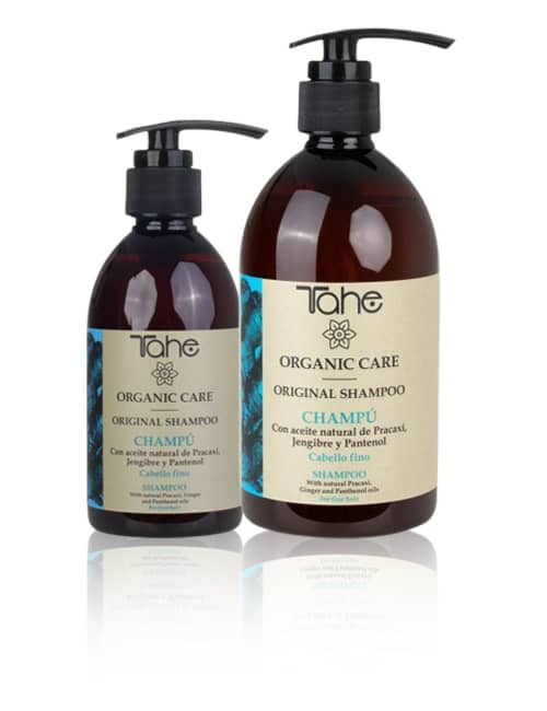 Tahe Organic Care original shampoo para cabellos finos y secos de 300 y 500 ml.