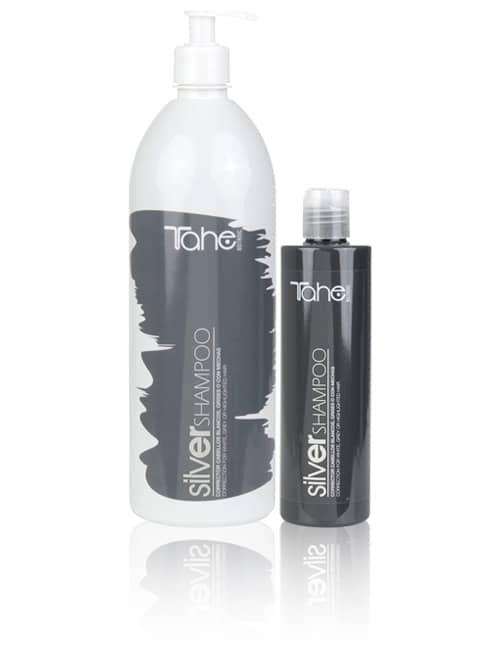 Tahe Silver Shampoo para cabellos blancos, grises y rubios de 300 ml y 1.000 ml.